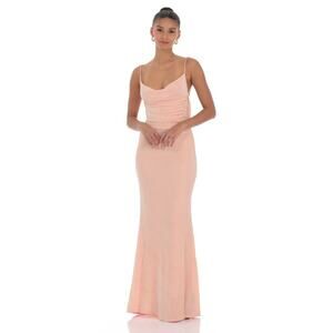 Lucy In The Sky Lace Open Back Maxi Dress Size Medium in Pink
